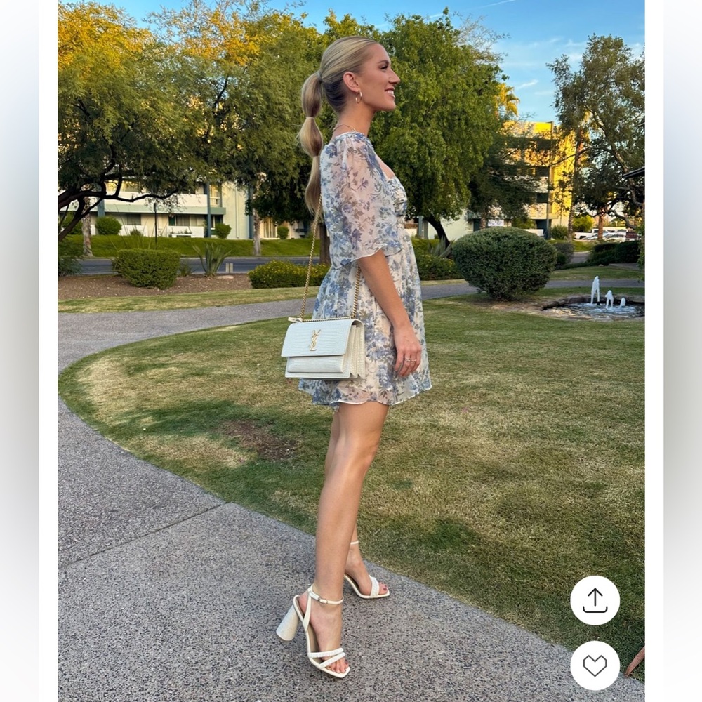 Abercrombie & Fitch Chiffon Blue Floral Mini Dress